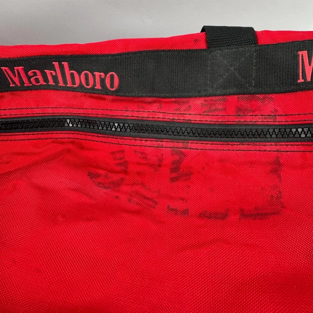 Vintage Marlboro‎ Adventure Team Red Rolling Duffel Bag Large Travel 30 Inch